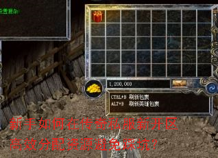 新手如何在传奇私服新开区高效分配资源避免踩坑? 新手如何在传奇私服新开区高效分配资源避免踩坑?