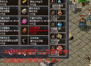 如何快速提升三剑客传奇私服角色等级与装备? 如何快速提升三剑客传奇私服角色等级与装备?